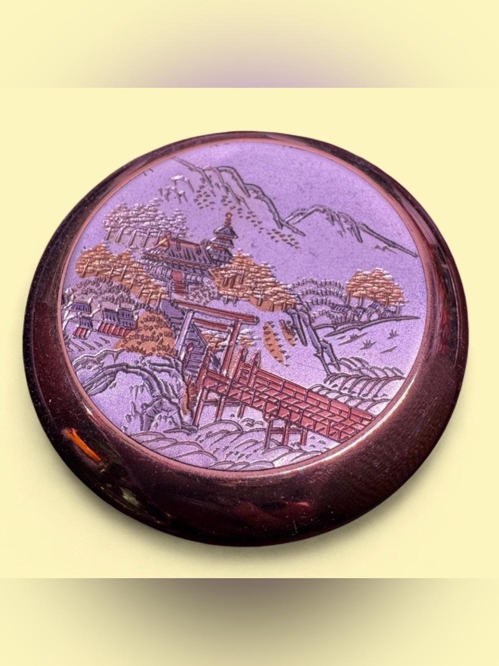 Vintage Japanese Chokin Keepsake Box Made in Japan 24K Gold Edged Samurai